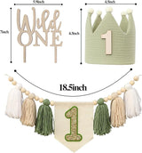 Wild One High Chair Banner For 1st Birthday Party Boy