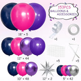 MEBAY Hot Pink Purple and Nave Blue Baloon Garland Arch Kit, 141Pcs