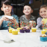 Gyufise 20Pcs Foil Firework Cupcake Toppers Happy Birthday Cake Topper