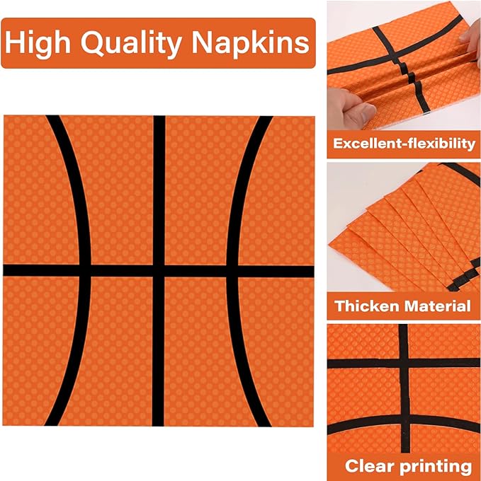 100 Pcs Basketball Party Plates and Napkins Set Basketball Birthday