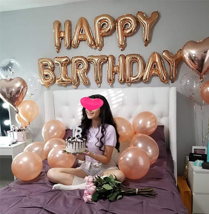 Rose Gold Birthday Balloons Party Decorations Set 38 Pack Party
