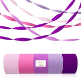 5 Rolls Purple Pink Crepe Paper Streamers, Lavender Hot Pink Party