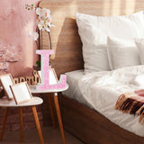 Qunclay Pink Crystal Diamond Letter Wall Decor, Glitter Wooden Bling