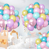 HILAVO Pastel Balloons 60 Pcs Metallic Pink Purple Teal Blue Yellow