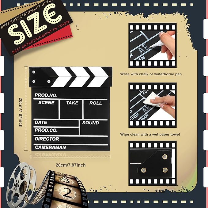 2 Pcs Movie Night Supplies Movie Theater Decor Film Clapper Board