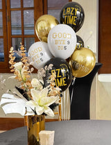 Retirement Balloons - 12 Inch Black Gold and White Balloons Funny