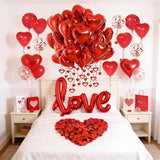 Valentines Day Decorations with Red Heart Balloons and Love