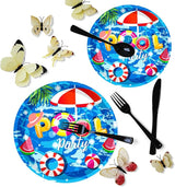175Pcs Pool Party Supplies Beach Ball Party Set 9 Pool Party Plates