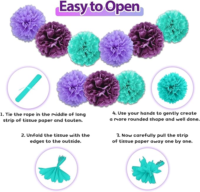 Mermaid Birthday Decorations Purple Teal Blue Party Decorations for