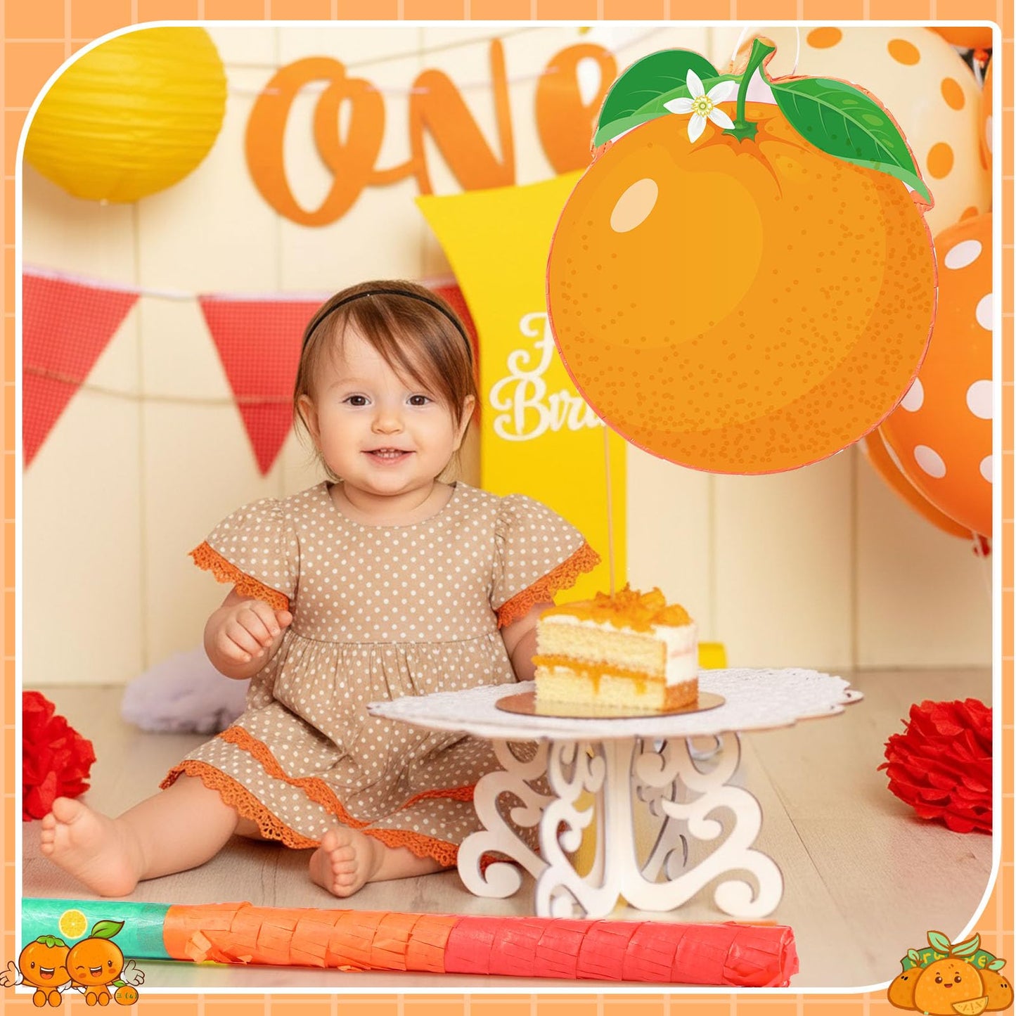 Aoriher Orange Piñata Orange Citrus Party Game Set Summer Fruit Piñata