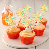 Gyufise 20Pcs Foil Firework Cupcake Toppers Happy Birthday Cake