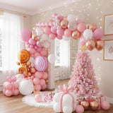 Pink Christmas Balloon Arch Kit Pearl White Pink Rose Gold Balloons