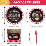 96 PCS BBQ Baby Shower Plates Napkins BabyQ Party Tableware It's A
