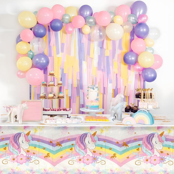 3PCS Unicorns Tablecloths for Birthday Decoration Unicorn Party
