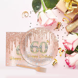 96 Pieces 60th Birthday Party Tableware Set for Pink Rose Gold 60th