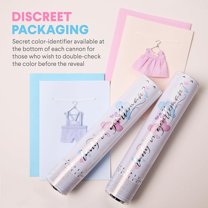 PrimePure Gender Reveal Confetti Cannon - Biodegradable Powder &