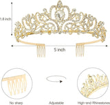 Gold Prom Queen Tiara Crown for Women, Happy Birthday Flower Crown