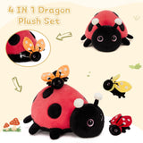 MaoGoLan 4Pcs Ladybug Stuffed Animal,Kawai Mother Ladybird Plush Toys