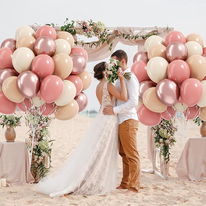 60pcs Dusty Pink Balloons, Blush Pink Dusty Rose Nude Ivory White