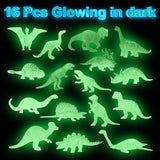 16PCS Glow in Dark Mini Dinosaur Figures for Kids Birthday Party