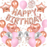 Rose Gold Birthday Decorations for Women Girls Rose Gold Pink Silver