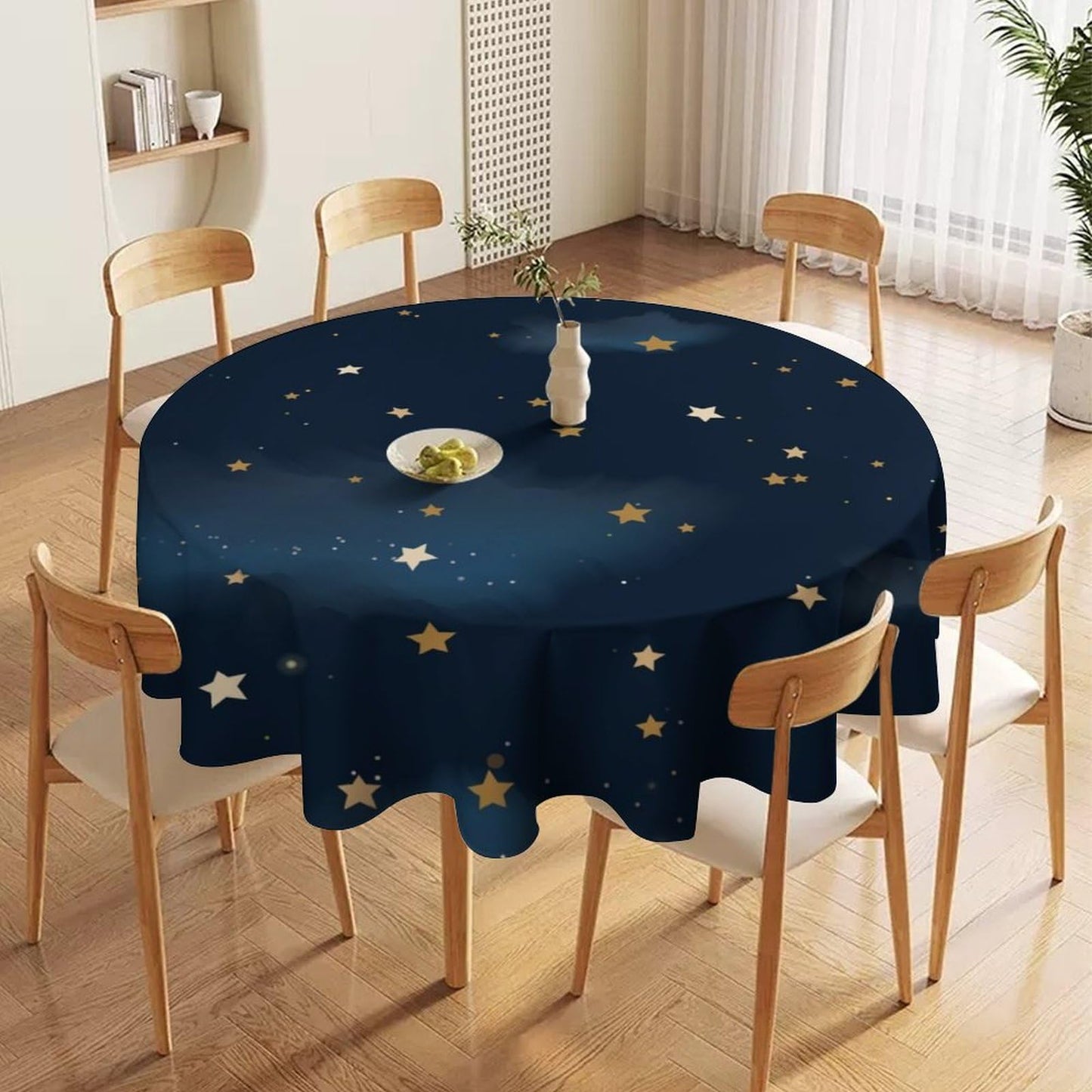 Night Sky Round Tablecloth, Blue Galaxy S 60" (Round) Space-9