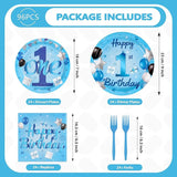 96Pcs Blue 1st Birthday Party Decorations Mr Onederful Plates and