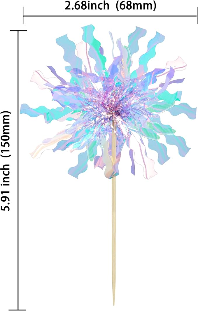 Gyufise 20Pcs Foil Firework Cupcake Toppers Happy Birthday Cake #3