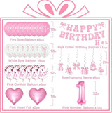 Pink Bow 1st Birthday Decorations Girl Kit Bow Coquette Party