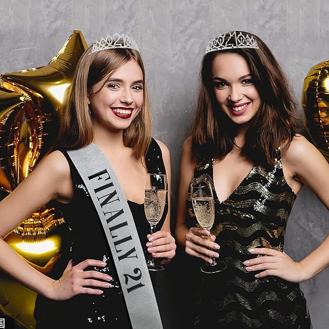 21st Birthday Decorations for Her Silver 21st Birthday Tiara and