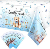 Tegeme 6 Pack Bear Baby Shower Tablecloth Plastic Bear Table Cover We