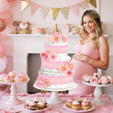 Cheerupp Pink Floral Theme Diaper Cake Decorations for Baby Shower