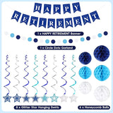 Happy Retirement Party Decorations for Men Women Blue Silver Happy