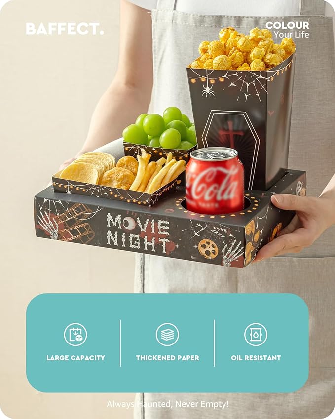 Baffect Movie Night Snack Trays 100pcs Include 20 Movie Night Trays,