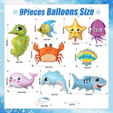 9 Pcs Sea Animal Balloons, Under The Sea Decorations, Creature Shark