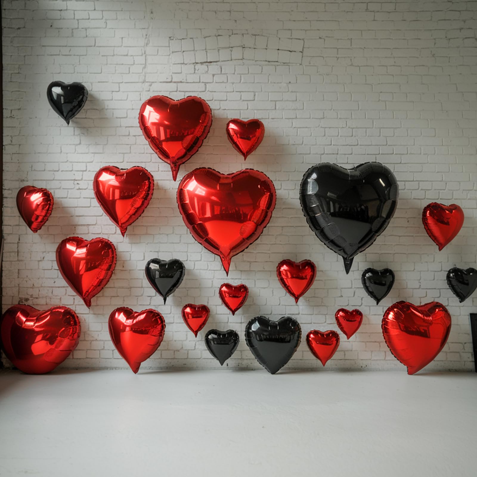 Red Black Heart Balloons, 19PCS Black and Red Heart Shape Balloon