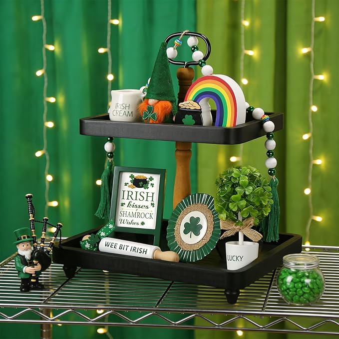 St Patrick's Day Decoration 8 PCS Tiered Tray Decor Set Cute