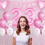 Miidenks 23rd Birthday Decorations for Women, Pink Bow Coquette 23