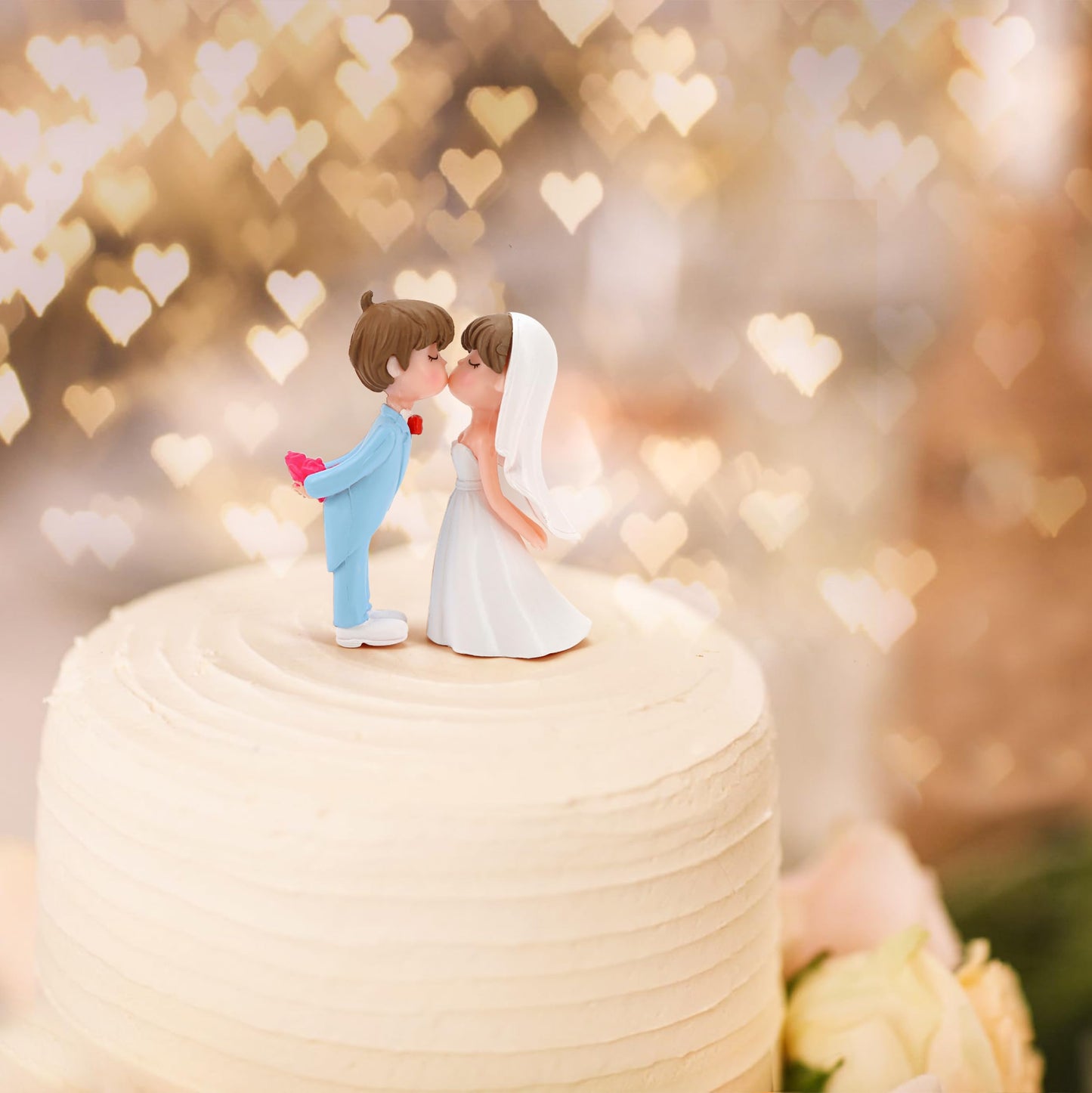 2.2" Wedding Cake Topper Bride Groom, Resin Couple Statue Decorative