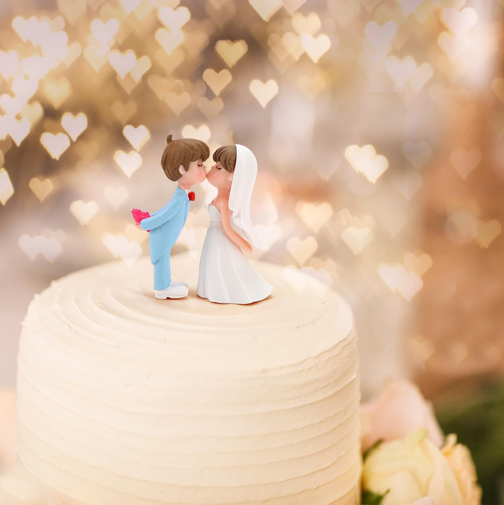 2.2" Wedding Cake Topper Bride Groom, Resin Couple Statue Decorative