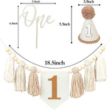 First Birthday Party Decorations Light Brown High Chair Banner 1st