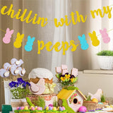 Easter Bunny Decorations Chillin with my Peeps Banner Gold Glitter