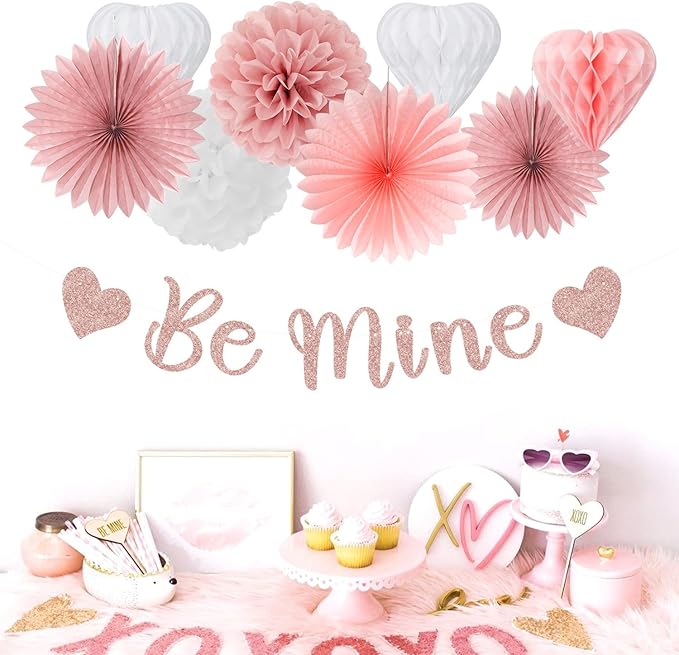Blush Light Pink Valentines Day Galentines Party Decorations 22pcs