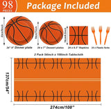 98 Pieces Basketball Party Decorations Basketball Tableware Set