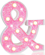 Pooqla LED Marquee Letter Lights, Light Up Pink Letters Glitter #12