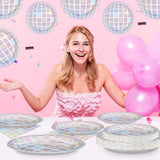 96Pcs Disco Party Supplies Pink Pastel Silver Disco Ball Plates and