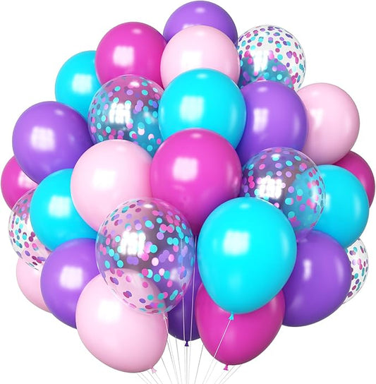 HILAVO Pink Purple Blue Balloons 60 Pcs Hot Pink Light Pink Teal