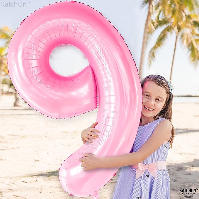 KatchOn, Giant Light Pink Number 9 Balloon - 40 Inch | Foil 9