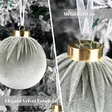 Velvet Ornaments for Christmas Tree Decorations - Sage Green Xmas