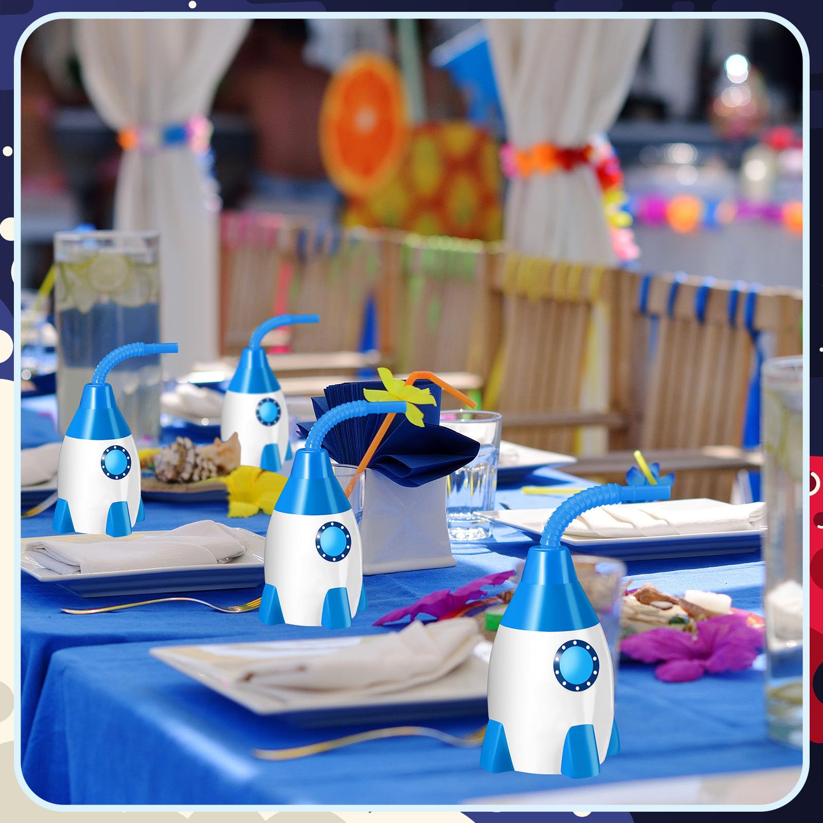 Space Cups Bulk Plastic Rocket Shape Cups 4.3 x 3.2 inch 24pk